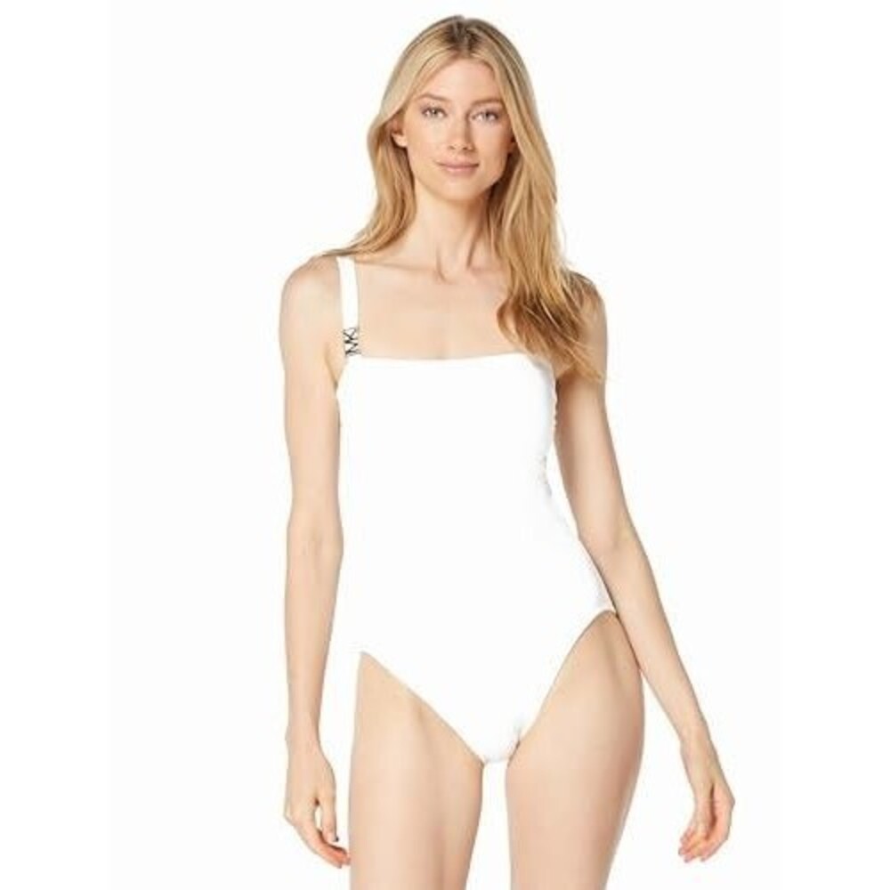 Michael Kors Swimwear Women's Size 10 Solid Square Neck One Piece, White - NWT
